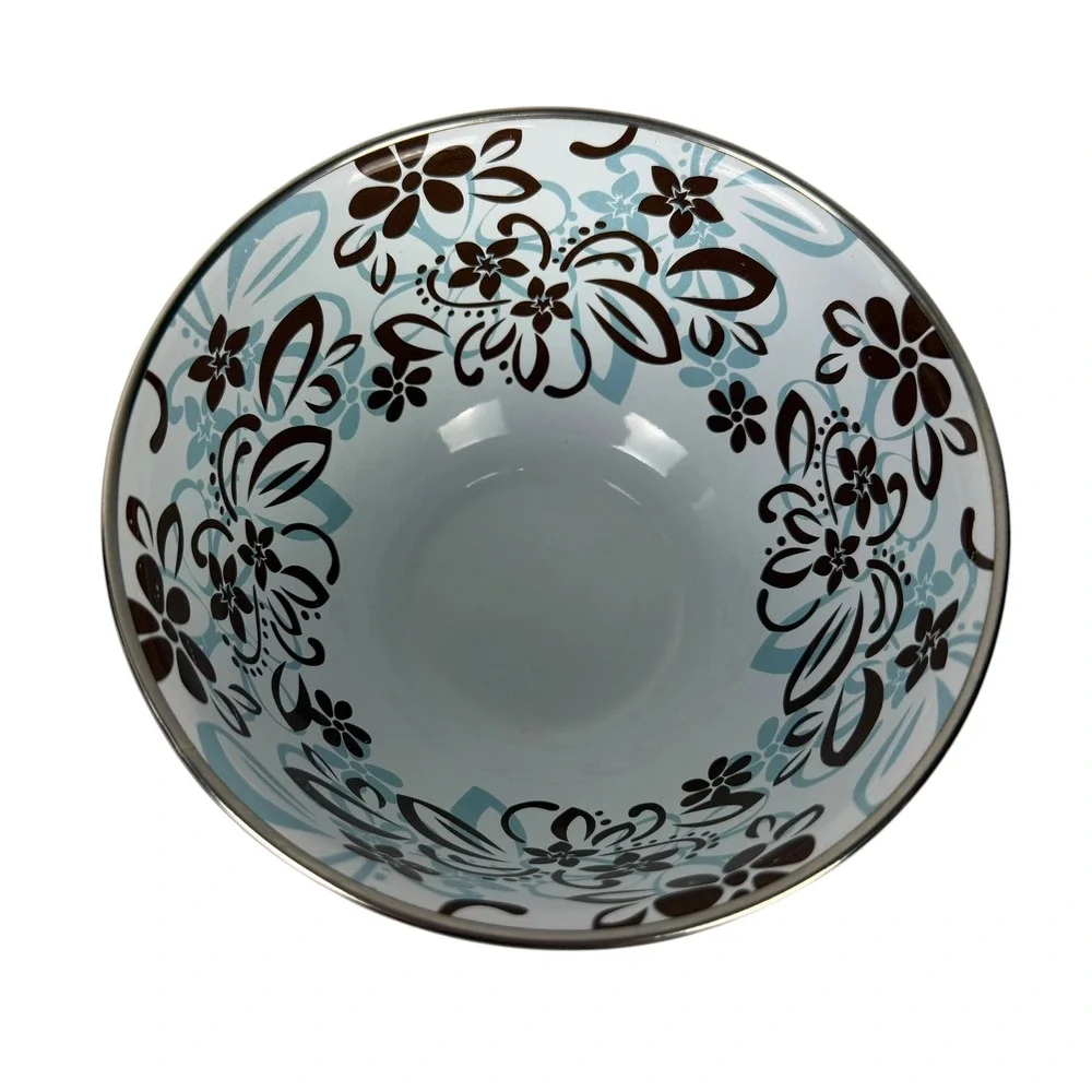 Disney Store Goofy‎ and Pluto Melamine Bowl White Floral Interior 6 Inch